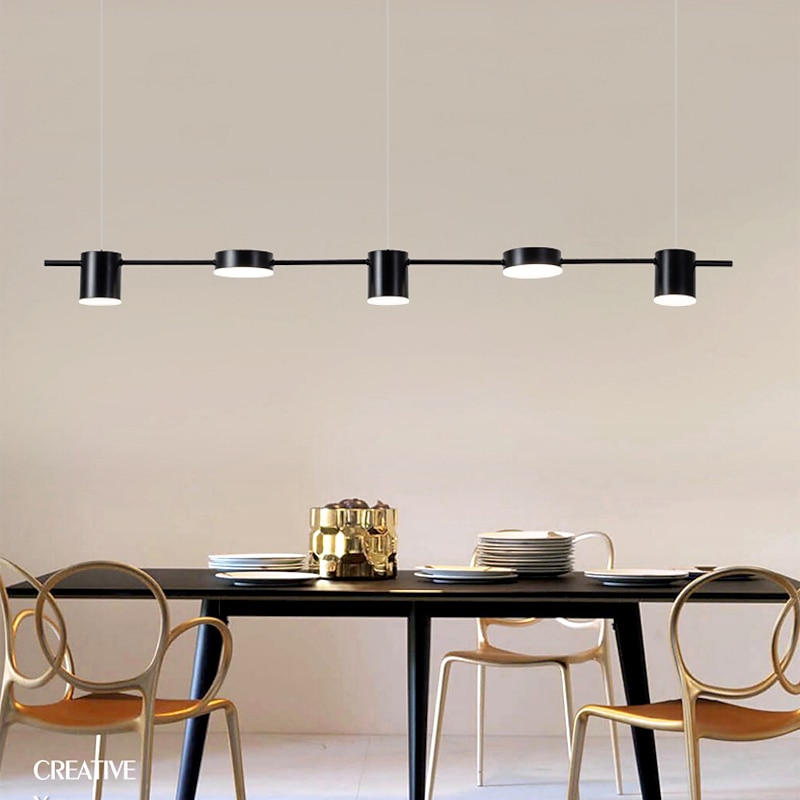 LED Pendant Light 150 cm Liner Design Dimmable 3/5/6 Lights Metal Aluminum Acrylic Nordic Style Deaign Dining Room Kitchen Lights 110-240V Black2