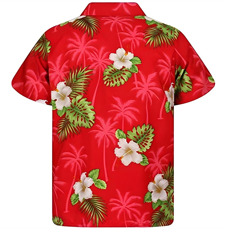 Men's Floral Graphic Tropical Flowers Shirt Summer Shirt Casual Shirt Short Sleeve Shirt Turndown Fashion Streetwear Basic Casual Daily Hawaiian Pink Red Blue S M L4