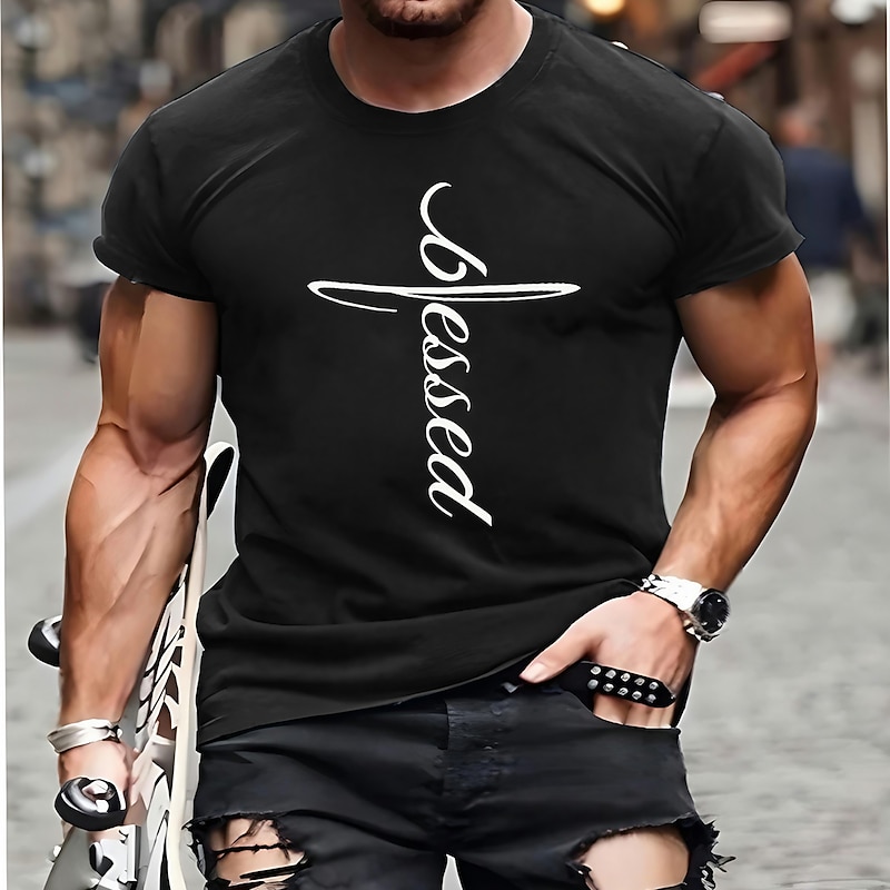 Men's Blessed Cross Graphic Short Sleeve T-Shirt