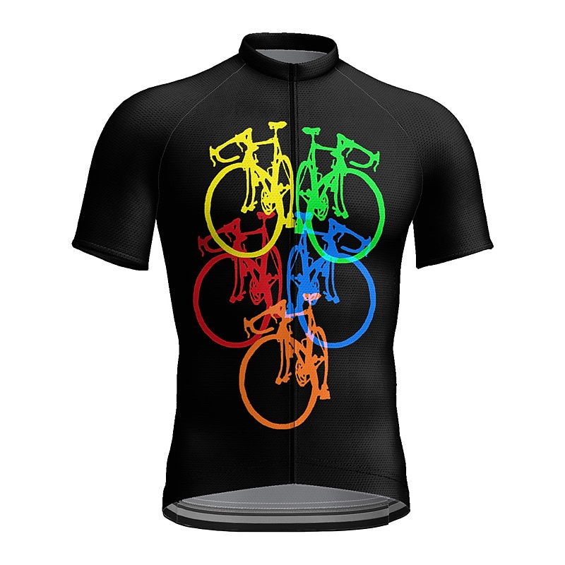 Men's Cycling Jersey Graphic Funny Short Sleeve Bike Top with 3 Rear Pockets Mountain Bike MTB Road Bike Cycling Quick Dry Reflective Strips Back Pocket Moisture Wicking Sports Yellow Pink Red4