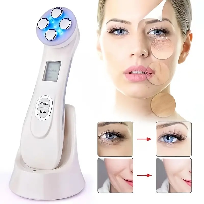 RF Beauty Device 5 In 1 Import Wrinkle Acne Removal Microcurrent Facial Lifting Machine 6 Color Light Therapy Radio Frequency Multifunction Instrument3