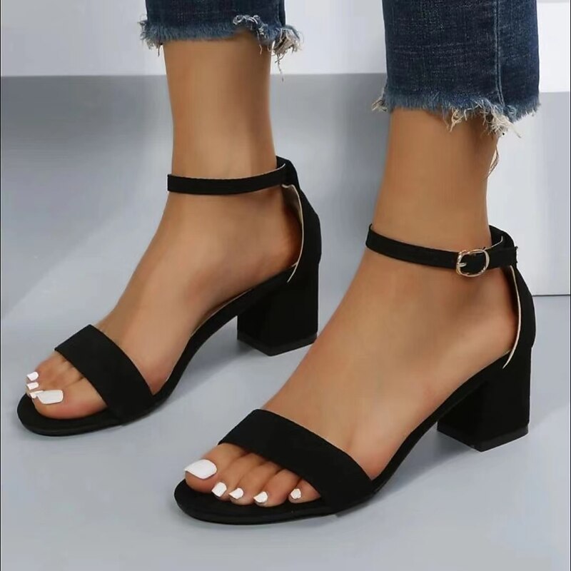 Women's Pink Block Heel Sandals with Ankle Strap and Open Toe, Elegant Suede Dress Shoes for Summer Weddings, Parties, and Casual Outfits4