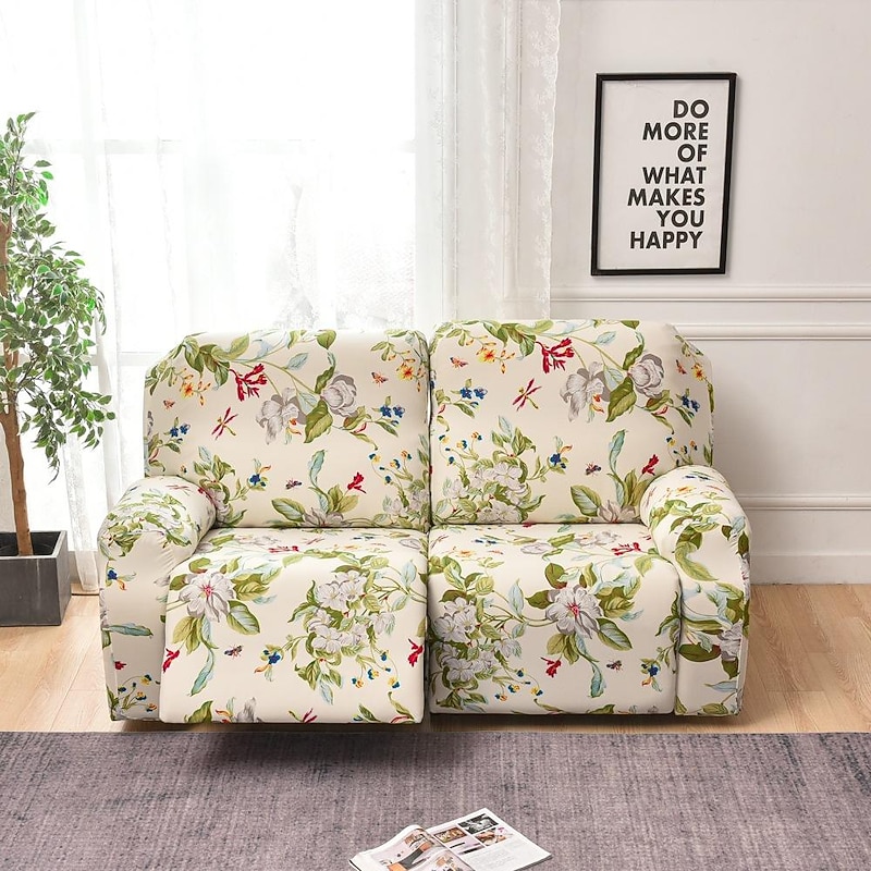 Stretch Reclining Couch Covers 2 Seater Loveseat Reclining Sofa Cover Couch Slipcover with Elastic Loop, Anti-cat Scratch Furniture Protector for Kids, Pets, Dogs, Cats4