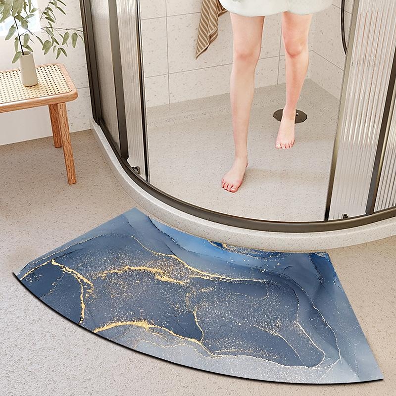 Diatomaceous Earth Bath Mat Non-slip Arcute Marble Pattern Super Absorbent Toilet Door Quick-Drying Foot Mat Entry Door Mat Non-Slip Mat