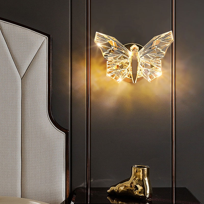 LED Wall Lights Unique Butterfly Design Modern Indoor Acrylic Wall Lamps Wall Sconces Warm White 3000K Bedroom Wall Sconces
