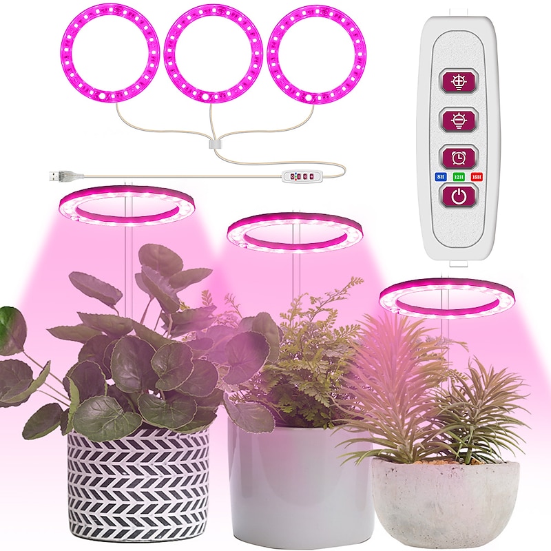 Plant Light Angel Ring Fleshy Fill light USB Colored Full Spectrum LED Bonsai Indoor Timed Dimming Growth Light is Suitable For Indoor Plants Potted Meat Fish Tank Plants  1PC2