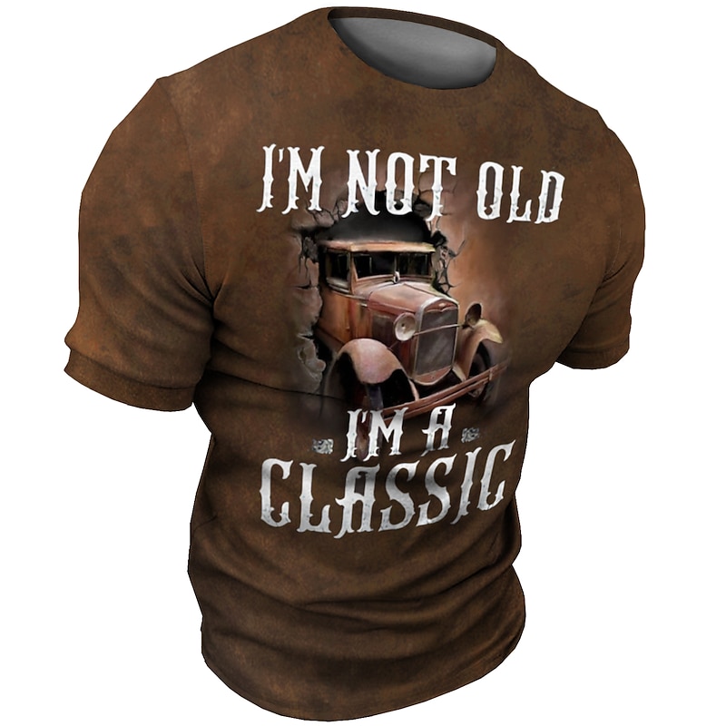 Funny Men's T-Shirt: 'I'm Not Old I'm A Classic' Car Graphic, Short Sleeve Top