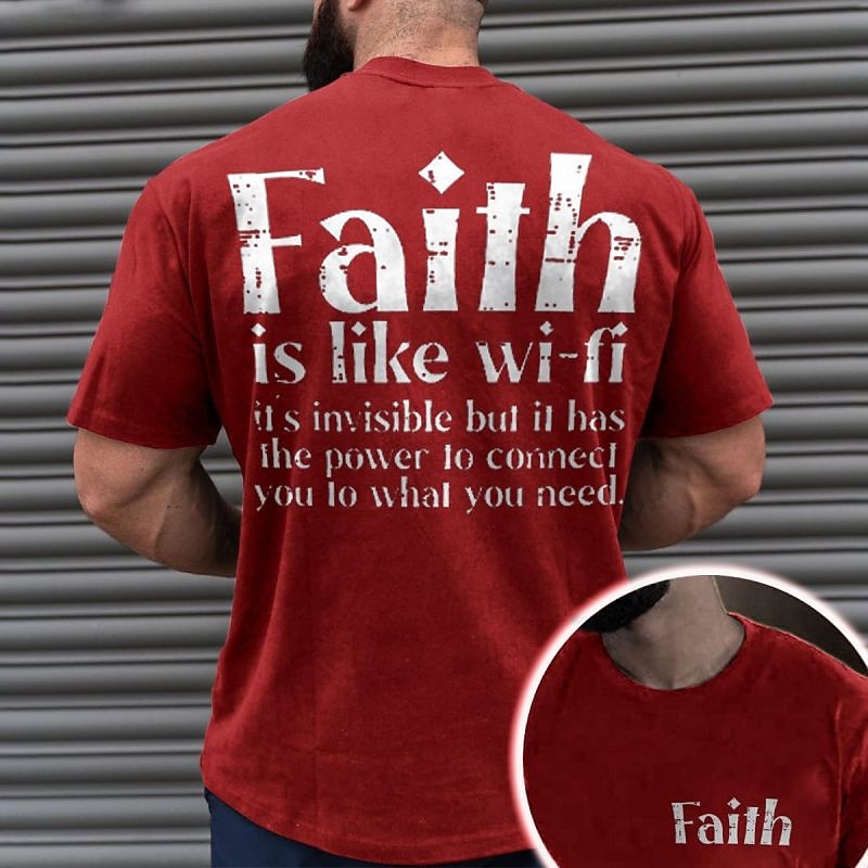 Men's Faith T-Shirt - 'Faith is like Wi-Fi' Inspirational Graphic Tee2