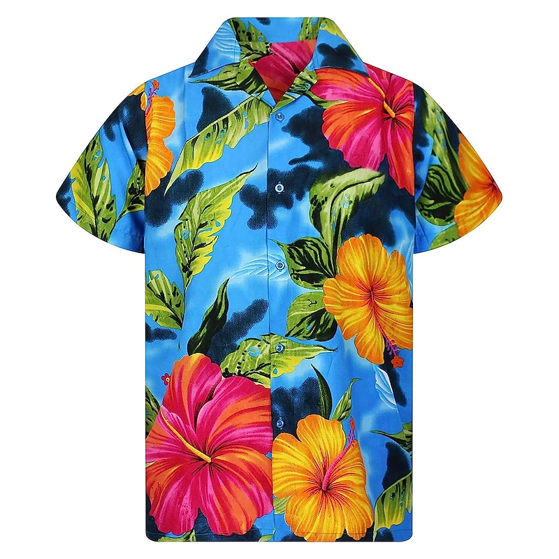 Men's Floral Tropical Flowers Palm Leaf Shirt Summer Hawaiian Shirt Aloha Shirt Short Sleeve Shirt Turndown Tropical Fashion Hawaiian Casual Hawaiian Holiday Light Pink Light Green Pink S M L3