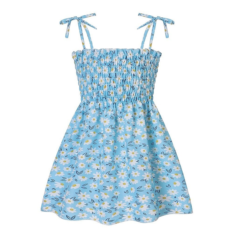 Kids Girls' Dress Solid Color Sleeveless School Adorable Daily Cotton Knee-length Summer Dress Summer Spring 3-7 Years White Yellow Blue2