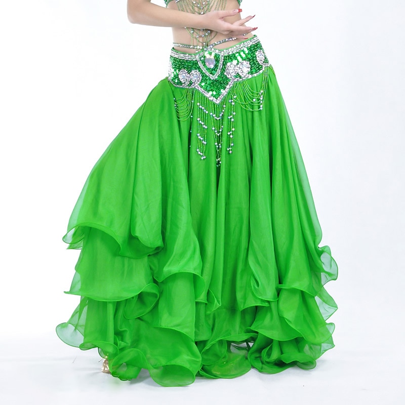 Belly Dance Skirt Draping Tier Women's Training Natural Chiffon