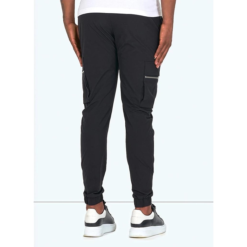 Men's Cargo Pants Trousers Elastic Waist Classic Zipper Pocket Plain Comfort Soft Full Length Daily Sports Stylish ArmyGreen Black Micro-elastic3