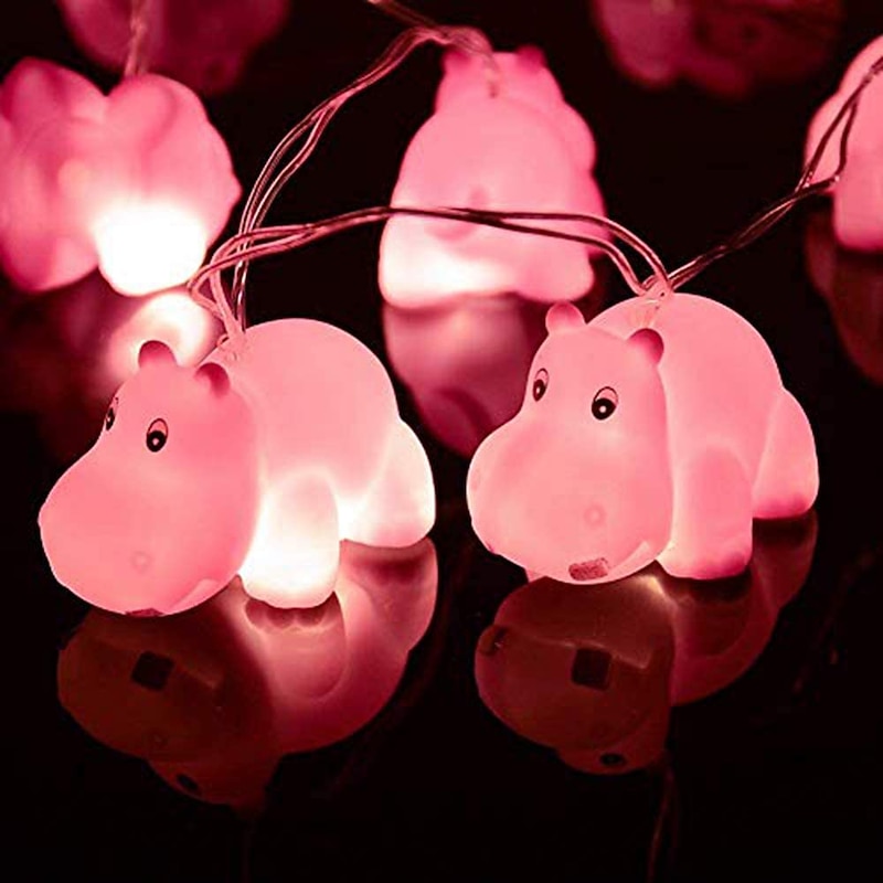 Cute Yellow Duck Sheep Hippo Animal Shaped LED Fairy String Lights 1.5M 10LEDs Indoor Outdoor Christmas Wedding Birthday Party Garden Children's Room Decoration3