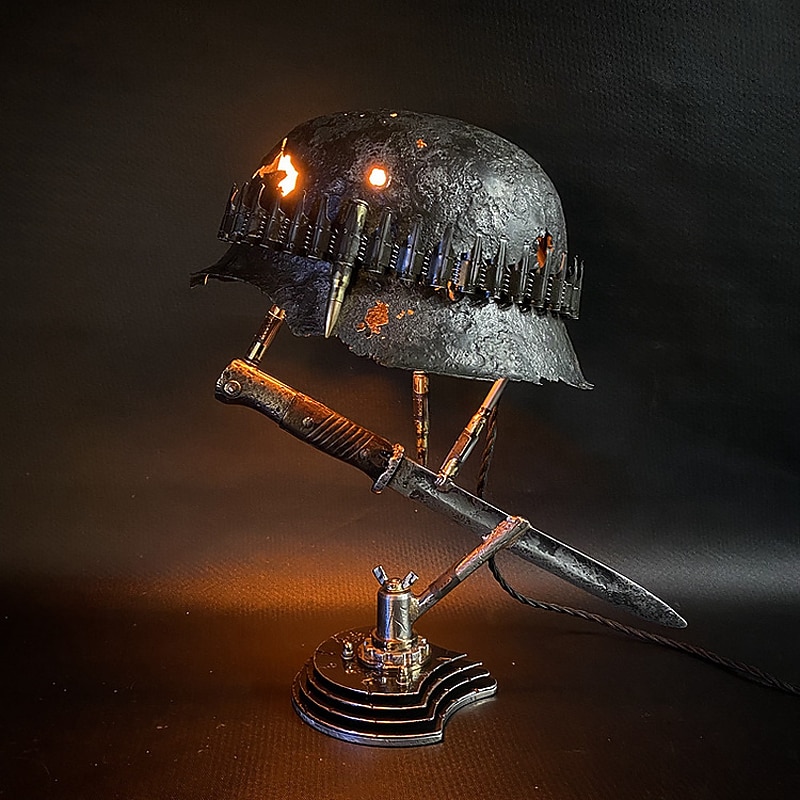 Table Lamp Desk Lamp Military Helmet Home Decor Loft Style Decoration Steampunk Vintage Style2