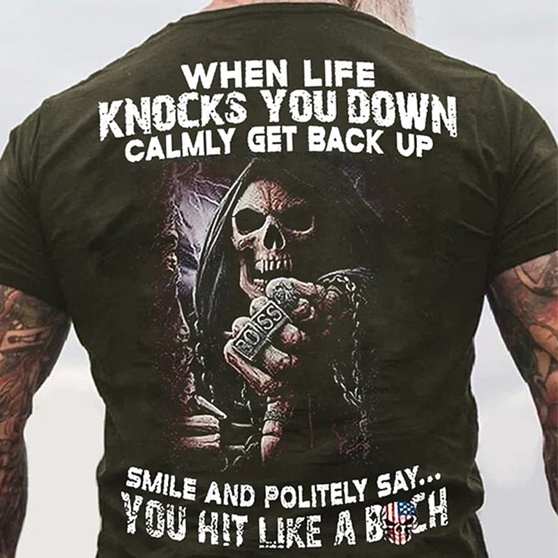 Men's Graphic Skull T Shirt Tee Short Sleeve T shirt 3D Print Crew Neck Shirt Vintage Fashion Designer Outdoor Casual Daily Black Blue Army Green Spring & Summer Clothing Apparel S M L XL 2XL 3XL2