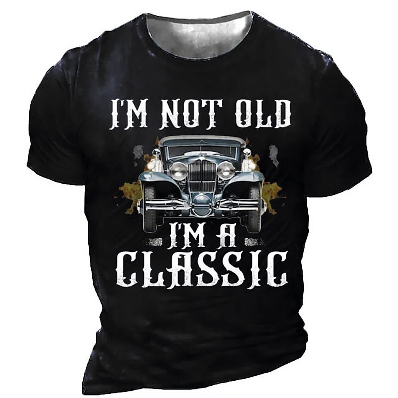 Men's Graphic Car T Shirt Tee Short Sleeve T shirt 3D Print Crew Neck Shirt Vintage Fashion Designer Outdoor Casual Daily Black White+Black Yellow Spring & Summer Clothing Apparel S M L XL 2XL 3XL3
