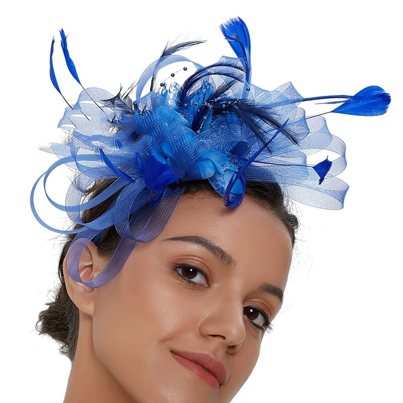 Fascinators Tulle Kentucky Derby Horse Race Cocktail Royal Astcot Retro Elegant With Feather Headpiece Headwear4