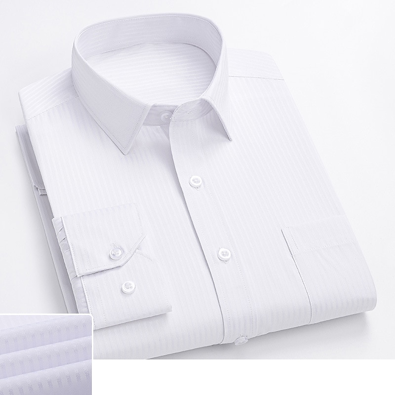 Men's Shirt Dress Shirt Striped Wedding Office & Career White Light Purple Light Grey Dark Grey Long Sleeve Turndown Spring &  Fall Clothing Apparel Print4