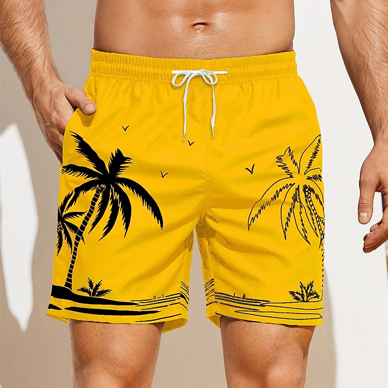 Men's Graphic Coconut Tree Swim Trunks Swim Shorts Board Shorts Mid Waist Hawaiian Boho Casual Daily Holiday Drawstring with Mesh lining Elastic Waist Designer Clothing Apparel4