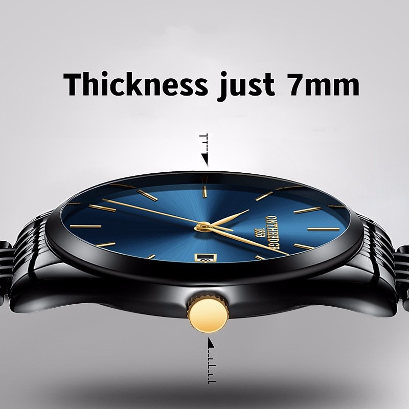 Ultra-Thin Men's Quartz Watch Men Analog Luxury Minimalist Classic Wristwatch Waterproof Calendar  Chronograph Stainless Steel Watches2