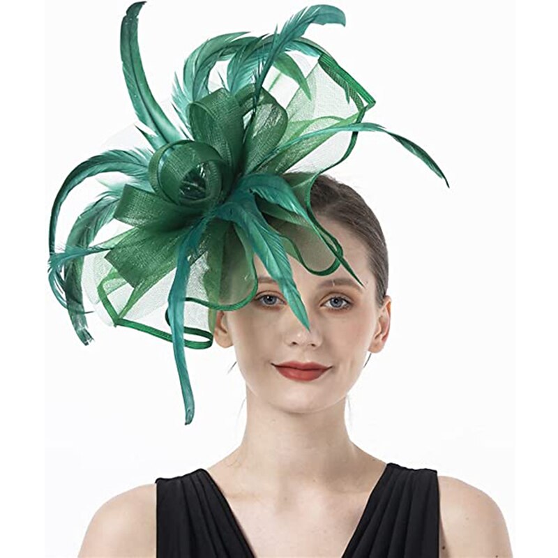 Fascinators Net Tea Party Kentucky Derby Cocktail Royal Astcot Handmade Fancy With Feather Headpiece Headwear3
