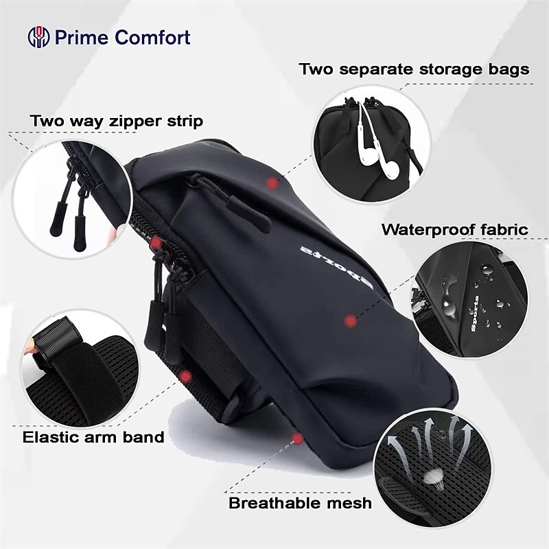 Prime Comfort Phone Holder Small Crossbody Shoulder Holsters Bag with Arm Band Fits iPhone and Android Use for Running Walking Hiking & Biking3