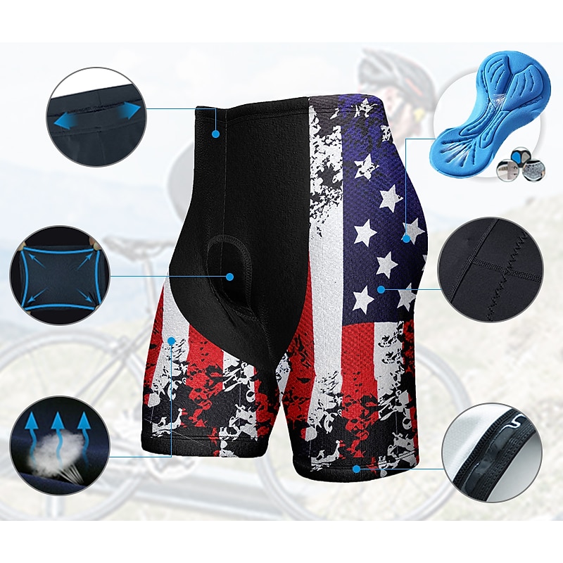 Men's Graphic National Flag Cycling Shorts Bike Padded Shorts / Chamois Bottoms Mountain Bike MTB Road Bike Cycling Sports 3D Pad Cycling Quick Dry Moisture Wicking Red Blue Spandex Clothing Apparel2