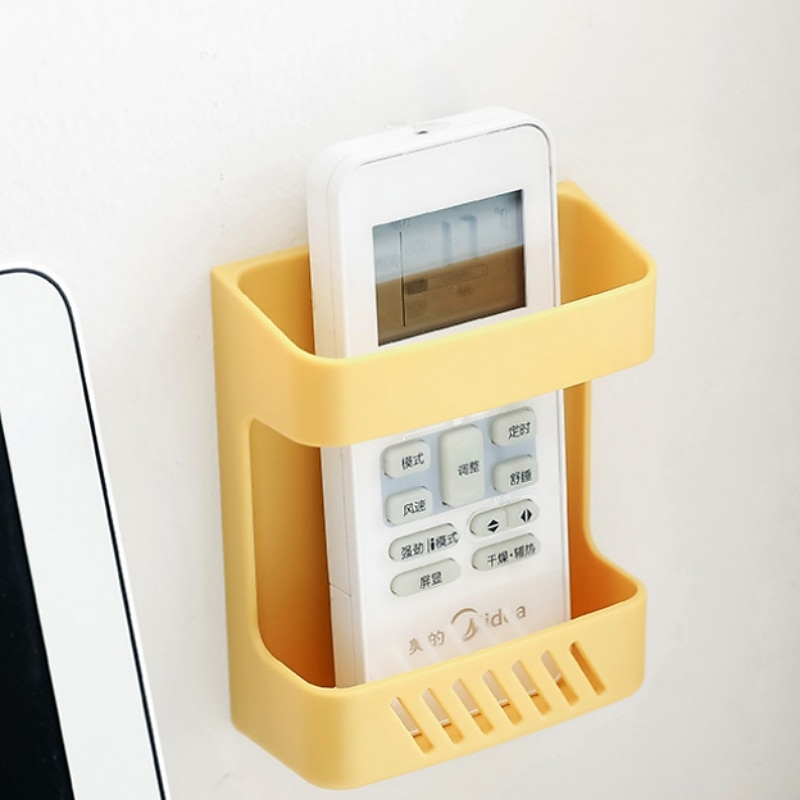 Wall-mounted Mobile Phone Plug Charging Remote Control Storage Box BracketInstalling Organizer Bracket Without Punching2