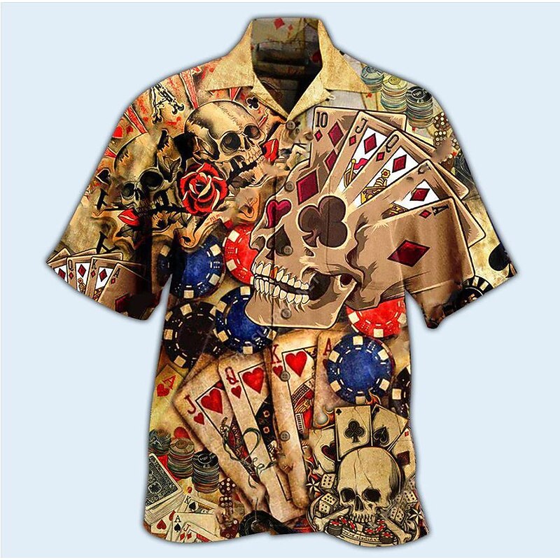 Men's Boardmasters Notes Shirt Button Up Shirt Short Sleeve Sports Fashion Streetwear Casual Holiday Beach Summer Spring Cuban Collar Print Button-Down Black Yellow Black / Red Wine Red4