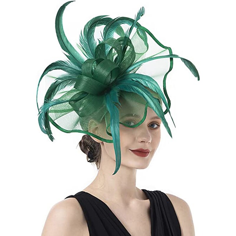 Fascinators Net Tea Party Kentucky Derby Cocktail Royal Astcot Handmade Fancy With Feather Headpiece Headwear4