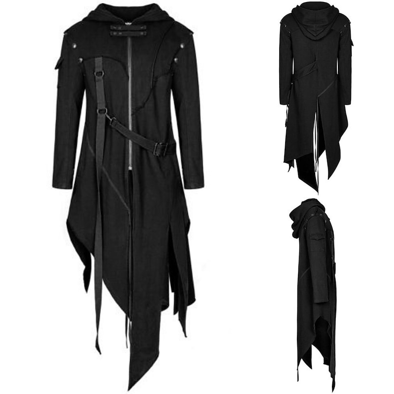 Punk & Gothic Medieval Coat Party Costume Jacket Knight Ritter Fancy Dress Men's Carnival Costume Halloween Carnival Mardi Gras Performance Adults' Coat Fall