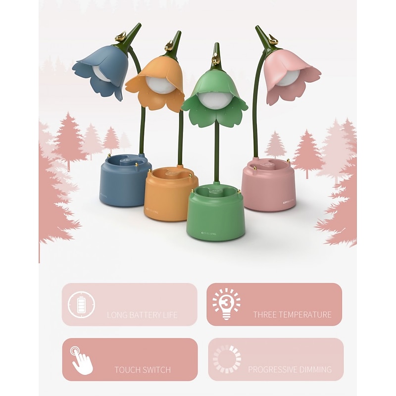 LED Desk Lamp Foldable Touch Dimming with Pen Holder, USB Rechargeable Eye-Care Study Light for Dormitory & Bedroom4