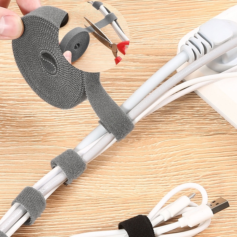 Wire Organizer Reusable Wire Adhesive Loop Hook Nylon Strap Organizer Self Adhesive Clip Holder Power Cable Ties