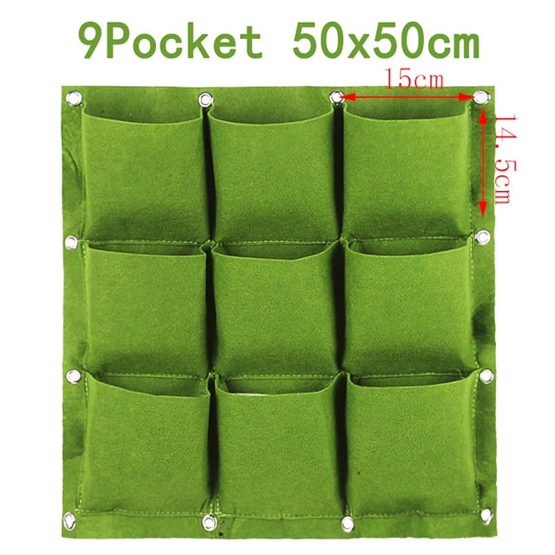 9 Pockets Vertical Garden Grow Bags Plant Wall Hanging Planting Pots Green Black Grow Planter Vegetable Gardening Supplies2