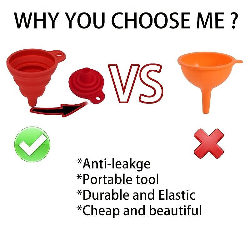 StarFire Portable Collapsible Car Silicone Funnel Long Neck Funnel Silicone Folding Funnel Small Funnel3