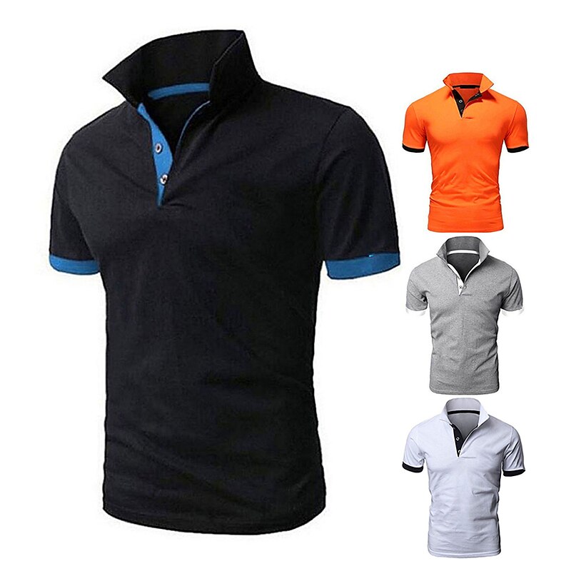 Men's Polo Shirt Golf Shirt Outdoor Casual Polo Collar Classic Short Sleeve Basic Classic Solid Color Button Front Button-Down Summer Regular Fit Apple Green Lake blue Black / Red Black White Yellow2