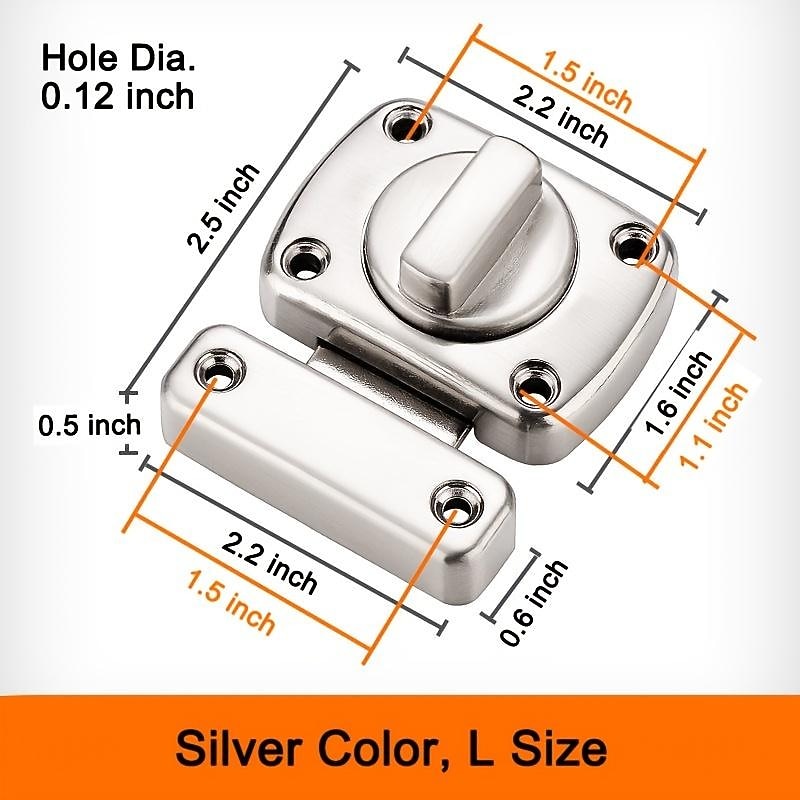 Home Security Door Lock Rotate Bolt Latch Gate Latches Door Slide Lock Twist Rotating Barrel Lock For  Bathroom Toilet Door Lock Catch Latch Bolt3