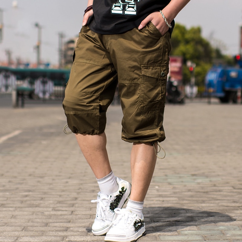 Men's Cargo Shorts Shorts Capri Pants Leg Drawstring Flap Pocket Plain Camouflage Comfort Breathable Outdoor Daily Going out Fashion Streetwear ArmyGreen Army Yellow4