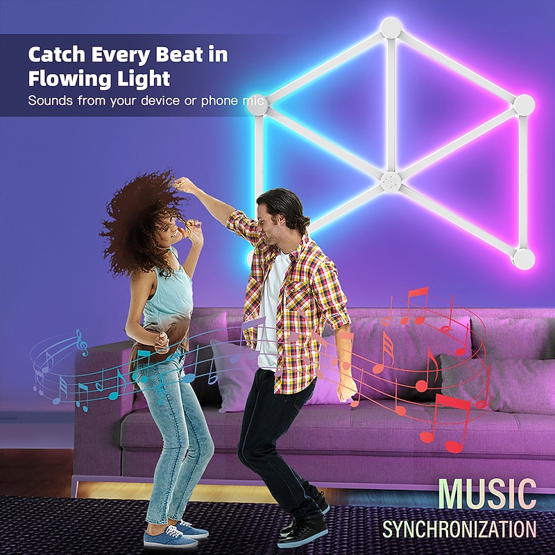 WIFILED Smart Light RGBIC Light Bar DIY Atmosphere Night Light APP Music Rhythm TV Backlight Bedroom Game Room Decoration Shustar2