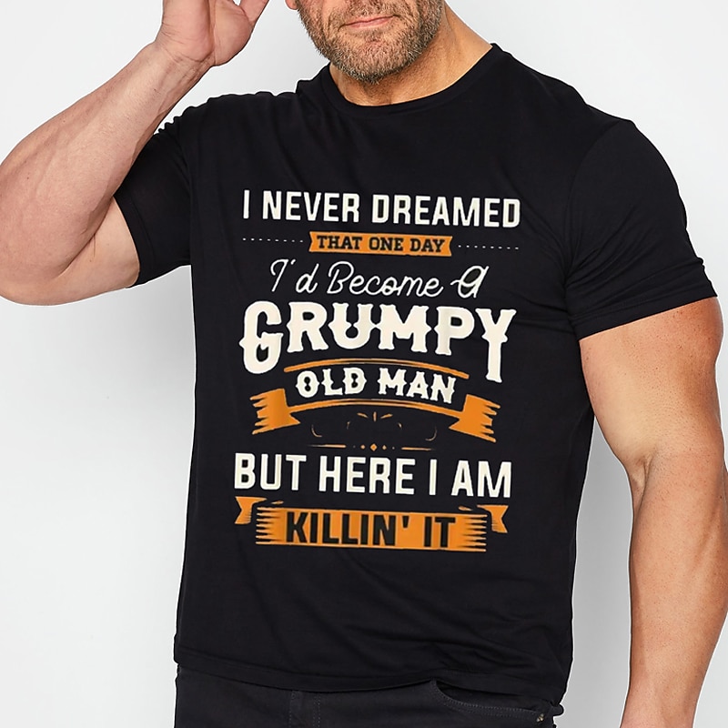 Men's Plus Size T shirt Tee Big and Tall Letter Crewneck Print Short Sleeves Stylish Casual Tops Outdoor Going out Tops