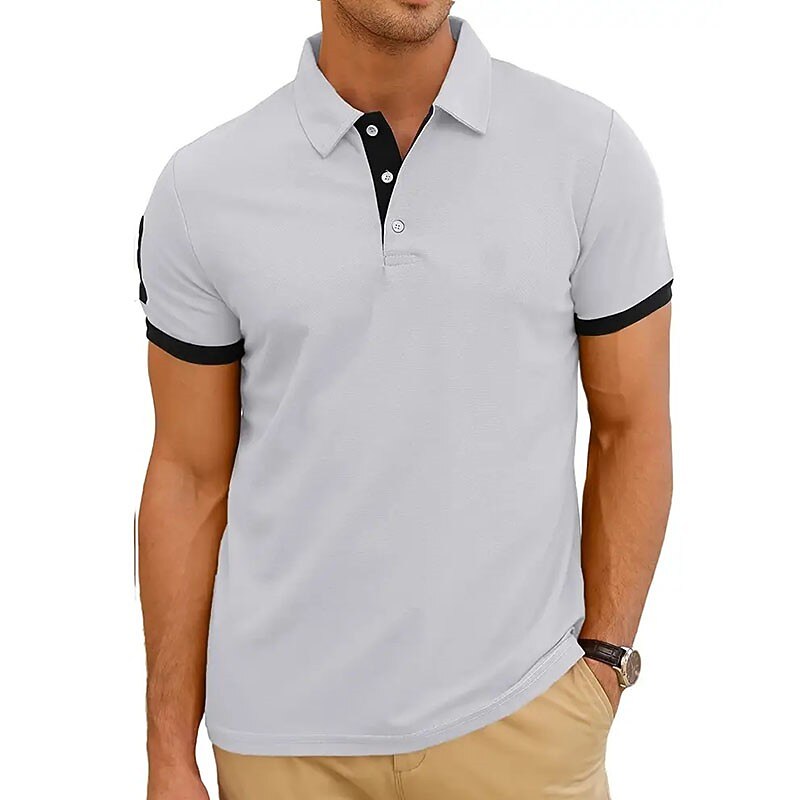 Men's Golf Shirt Polo Outdoor Sports Button Classic Short Sleeves Basic Simple Style Solid Color Button Front Summer Spring Black Red Blue Orange Light Grey Golf Shirt3