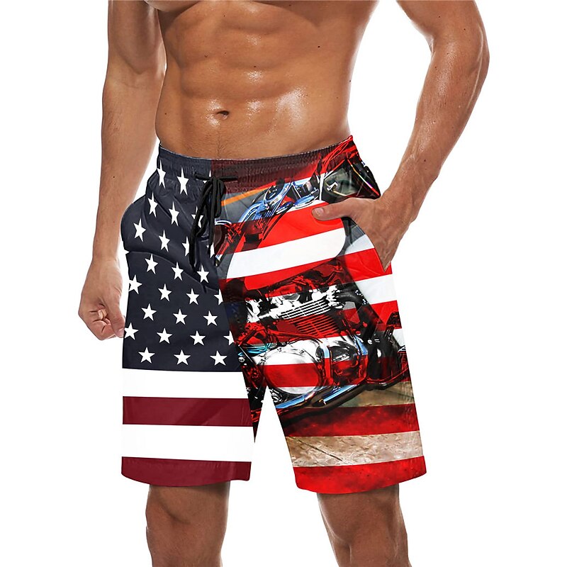 Men's Graphic Prints National Flag Swimming Trunks Board Shorts Swim Shorts Mid Waist Hawaiian Boho Casual Daily Holiday Drawstring with Mesh lining Elastic Waist Designer Clothing Apparel2