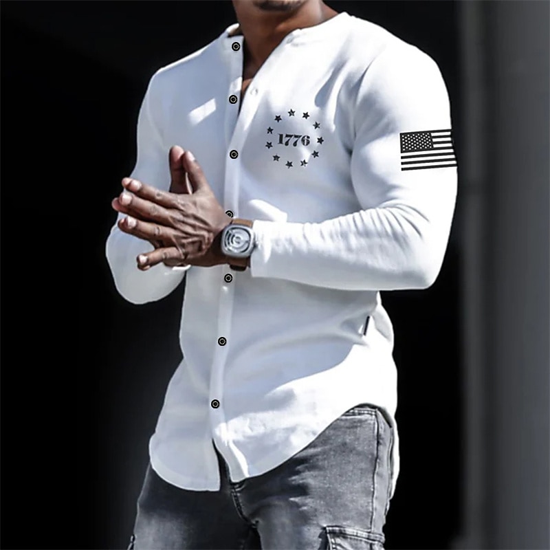 Men's T Shirt Cool Shirt Long Sleeve Shirt Long Sleeve V Neck Spring &  Fall Graphic Letter Fashion Designer Casual Print Button-Down Street Sports Holiday Black White Gray Top Tee for Men2