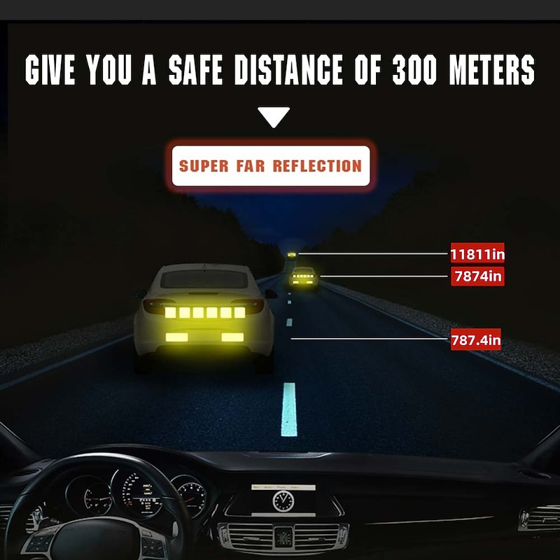 10Pcs Car Reflective Sticker Traffic Safety Night Warning Mark Car Reflective Strip Tape Luminous Car Bumper Reflective Decals4