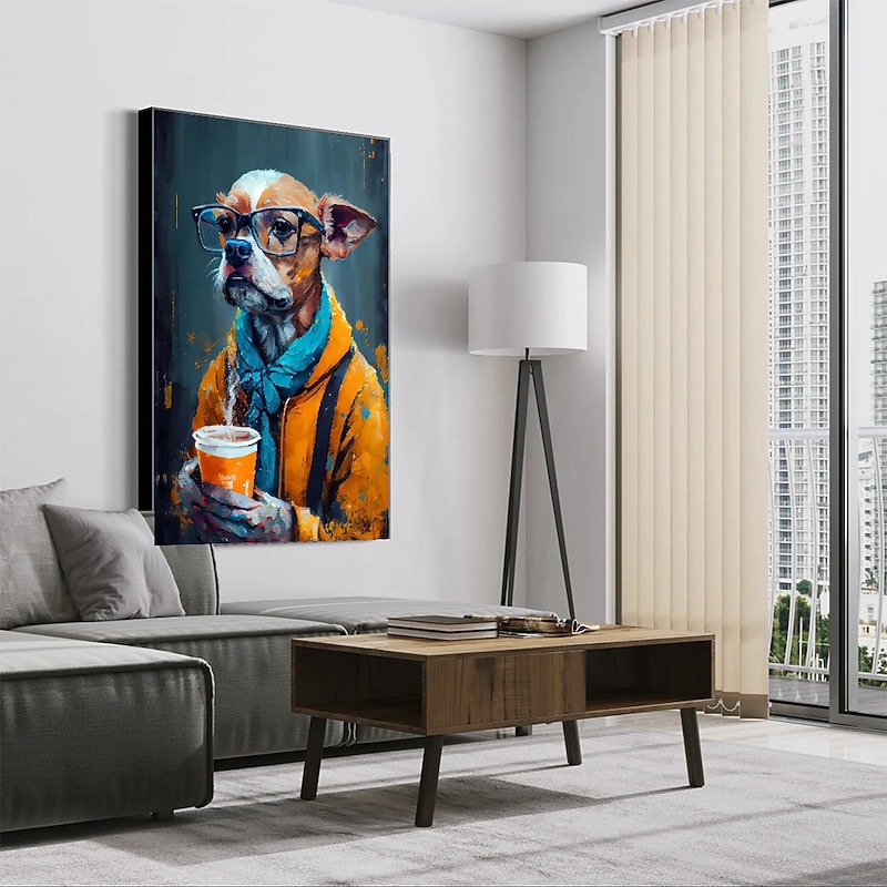 1pc Punk Rock Cat Portrait Oil Painting Wall Art Original Artwork Print Felino Anmail Mpressionist Home Decor Animal House Pet Decor3