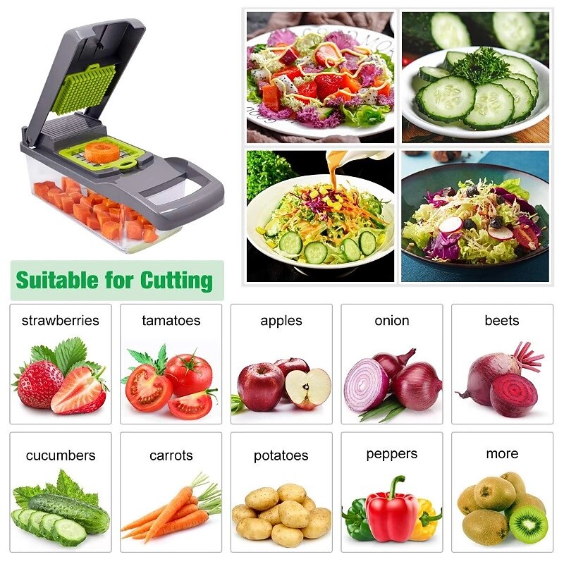 Vegetable Slicer Onion Mincer Chopper Vegetable Chopper Cutter Dicer Egg Slicer with Container Multi-Functional Vegetable Cutter3