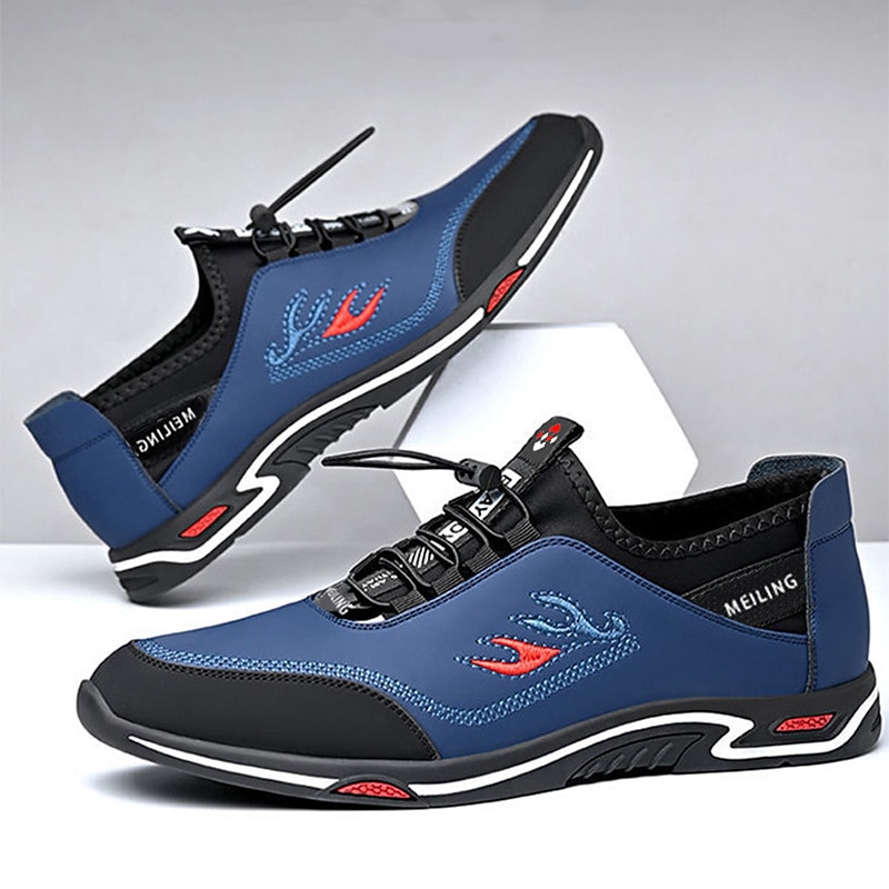 Men's Sporty Blue & Black Sneakers - Durable Outdoor Shoes with Quick Lace System, Ideal for Hiking and Casual Wear3