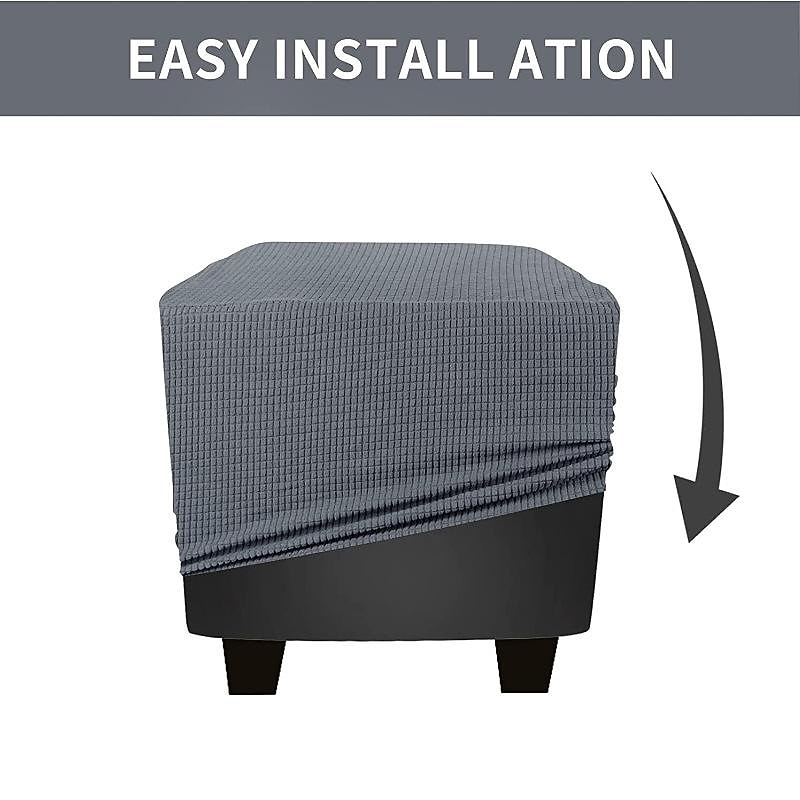 Stretch Ottoman Cover Square Ottoman Slipcovers Rectangular Foldable Storage Stool Cover Bench Cover Furniture Protector Soft Slipcover with Elastic Bottom4