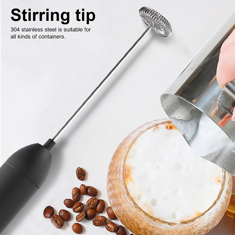 Electric Milk Frother Kitchen Drink Foamer Whisk Mixer Stirrer Coffee Cappuccino Creamer Whisk Frothy Blend Whisker Egg Beater, Without Battery2
