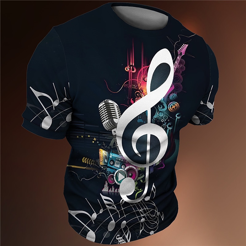 Music Festival Men's Graphic Musical Notes T Shirt Tee Short Sleeve T shirt 3D Print Crew Neck Shirt Vintage Fashion Designer Outdoor Casual Daily Yellow Red Purple Spring & Summer Clothing Apparel S